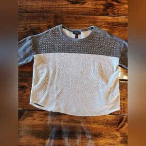 NWOT Style & Co Short Sleeve Knit Top w/ stud design - Size L - Two shades Grey
